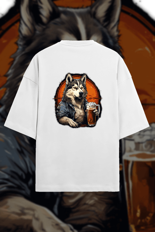 AI Generated Design - husky, drinking beer