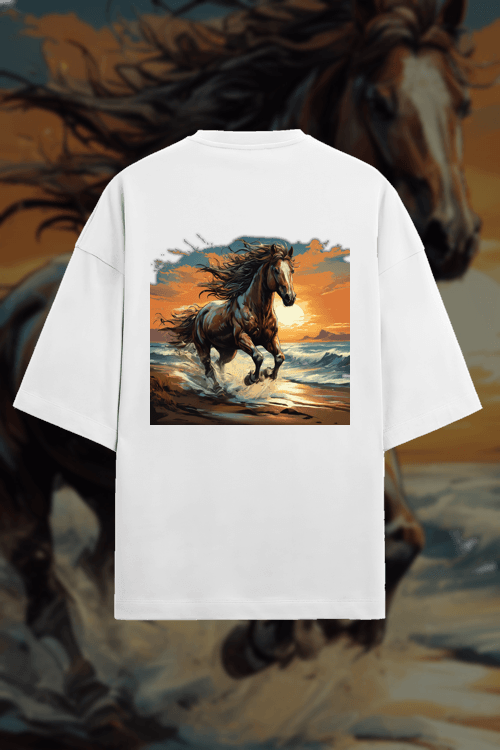 AI Generated Design - majestic horse, running at a beach