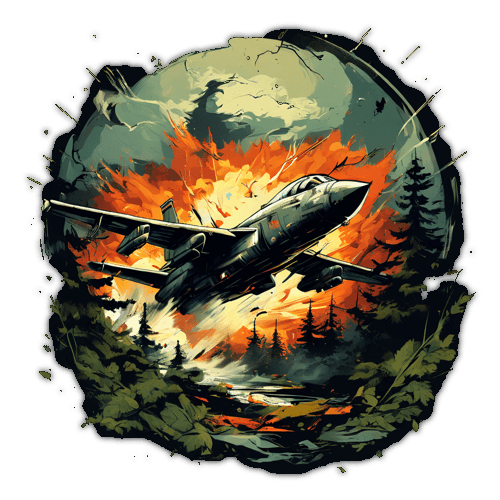 fighter jet crashing in a forest