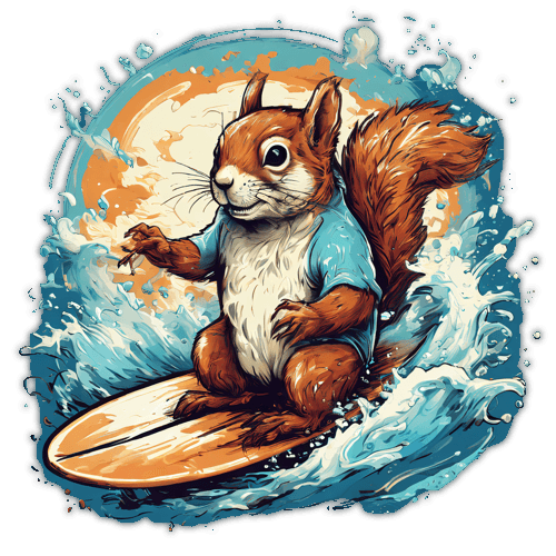 squirrel, surfing in sea