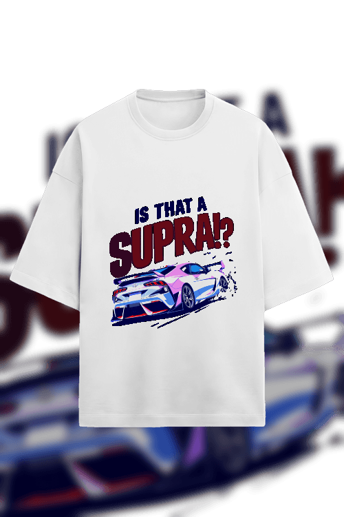 Design - supra derifting with text "Is that a Supra?"