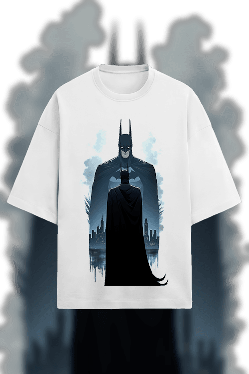 Design - Batman with Gotham City in the background with smoke and darkness