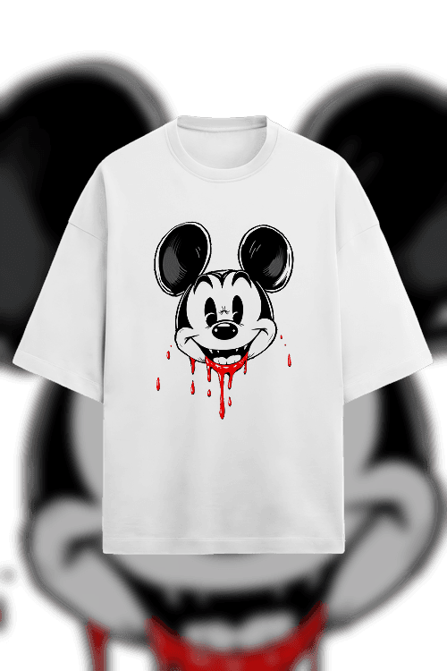 Design - mickey mouse with blood dripping and weird smile