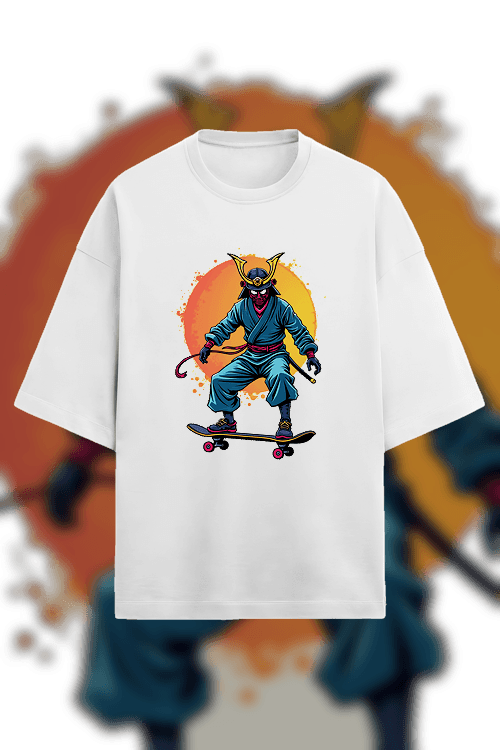 Design - Streetwear samurai on a skateboard